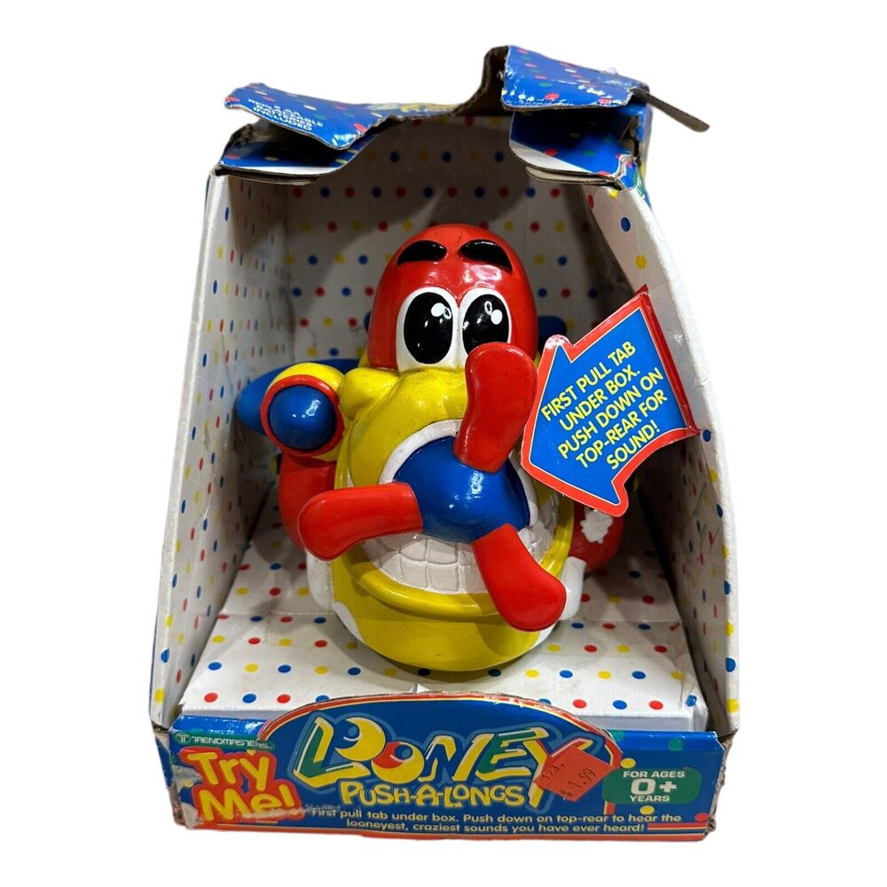 1993‎ Trendmasters Toy LOONEY PUSH-A-LONG AIRPLANE UNTESTED / AS IS Vintage